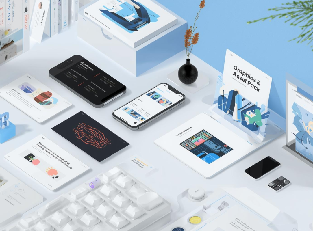 premium graphics & asset pack (icons, illustrations & mockups)